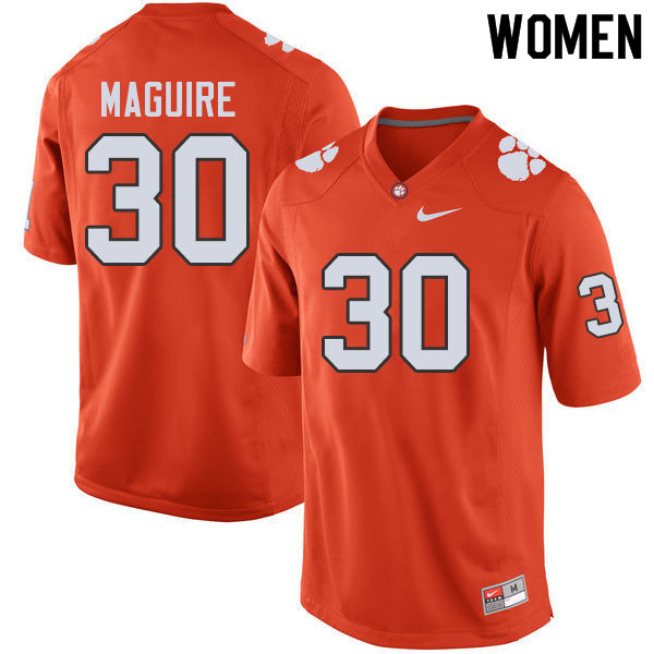 Women #30 Keith Maguire Clemson Tigers College Football Jerseys Sale-Orange - Click Image to Close